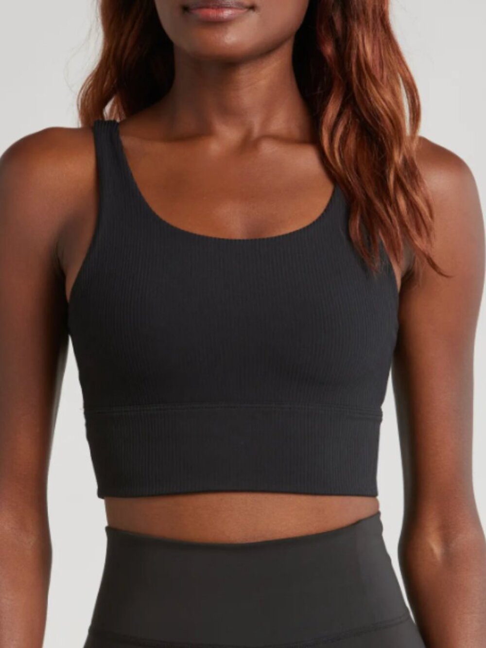 NEW Nike Zenvy Rib Dri-FIT Longline Sports Bra in Black Size Large - Picture 1 of 5